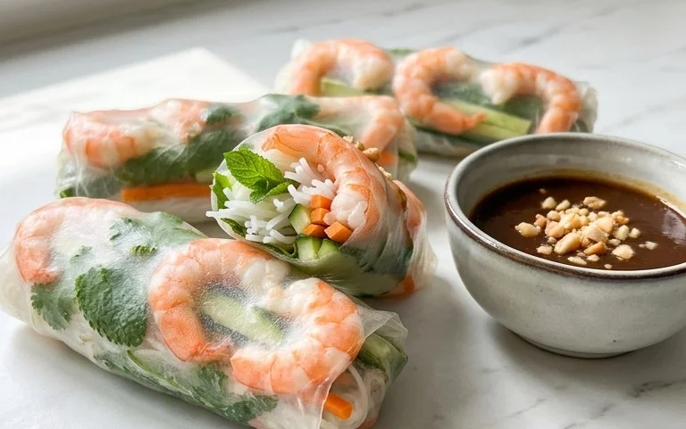 Vietnamese Rice Paper Shrimp Rolls