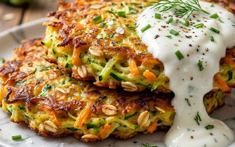 Zucchinipuffer mit Haferflocken und Möhren