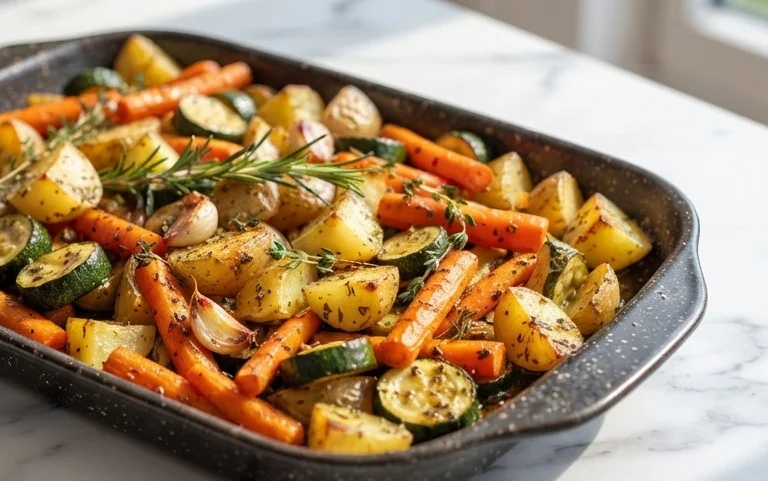 Garlic Herb Roasted Potatoes Carrots and Zucchini