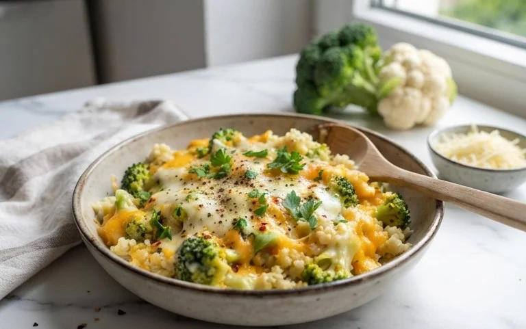Cheesy Broccoli Cauliflower Rice