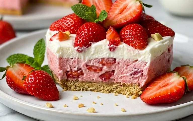 3 Ingredient No Bake Strawberry Cloud Cake