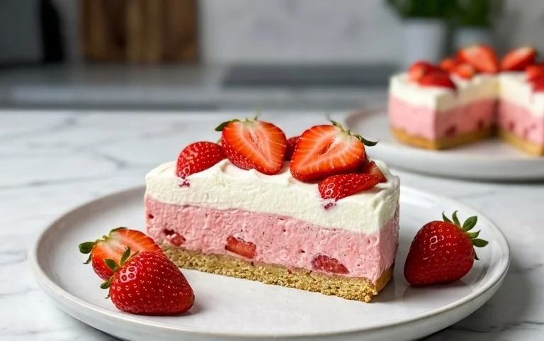 3 Ingredient No Bake Strawberry Cloud Cake