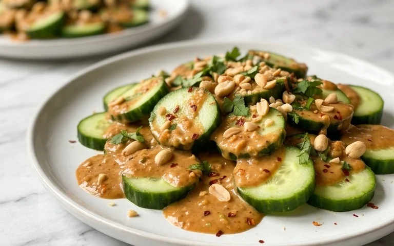 Cucumbers in Spicy Peanut Sauce