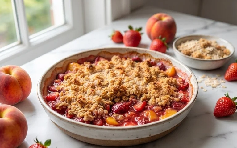 Peach & Strawberry Crisp