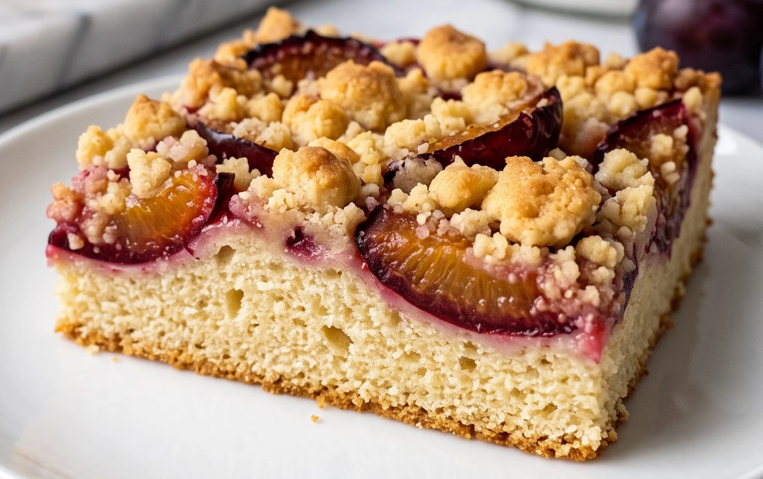Rezept für Streusel-Pflaumenkuchen vom Blech mit Hefeteig