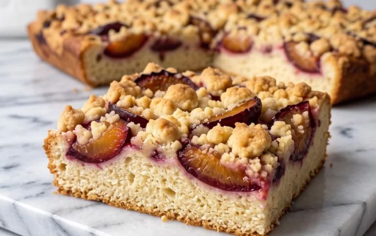 Rezept für Streusel-Pflaumenkuchen vom Blech mit Hefeteig