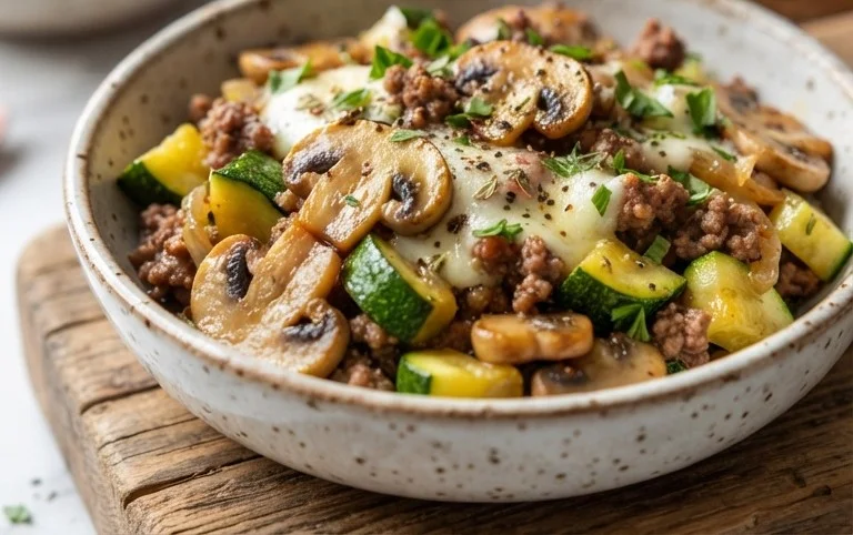 Zucchini-Cbeef hampignonpfanne