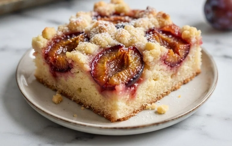 Pflaumenkuchen mit Streusel vom Blech (Quark-Öl-Teig)