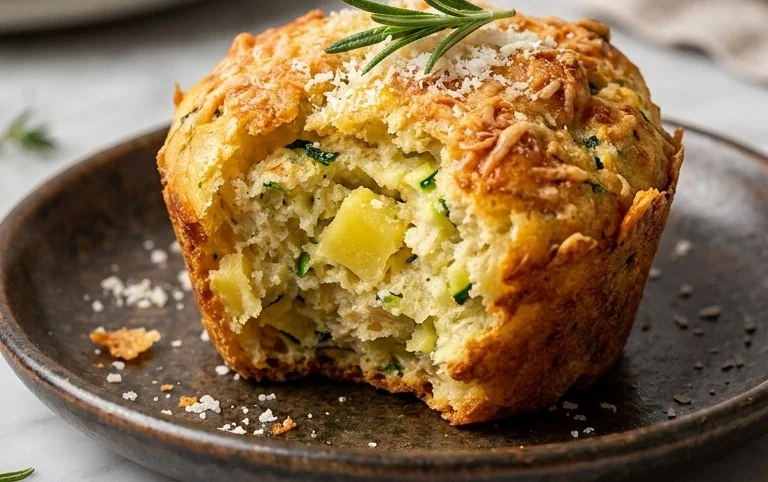 Crispy Parmesan Zucchini Potato Muffins