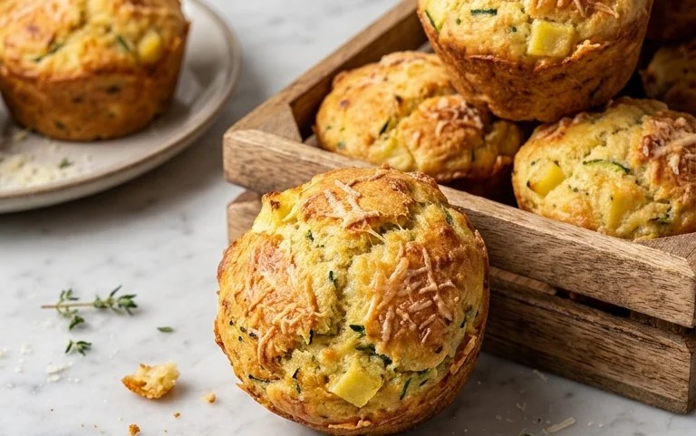 Crispy Parmesan Zucchini Potato Muffins