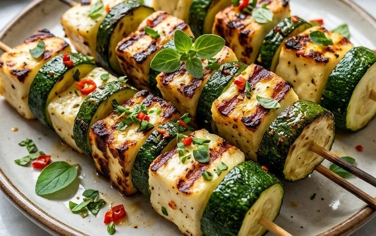Halloumi Zucchini Spieße Vom Grill: Sommerlich, Lecker & Vegetarisch
