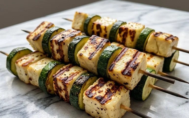 Halloumi Zucchini Spieße Vom Grill: Sommerlich, Lecker & Vegetarisch
