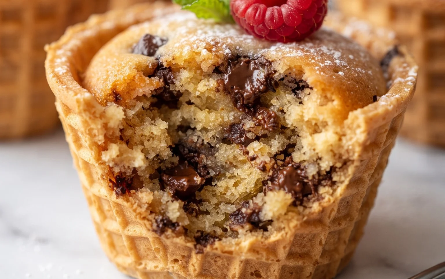 Kuchen im Waffelbecher
