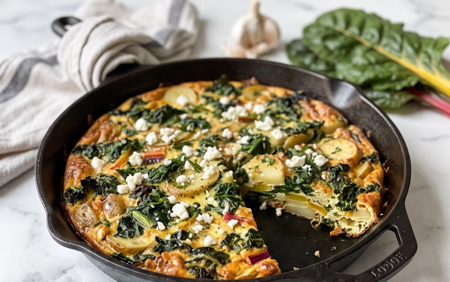 Kartoffel Frittata mit Grünkohl & Mangold