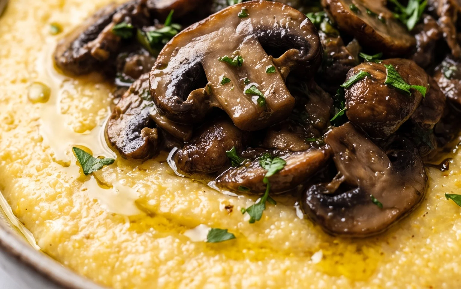 Vegan Creamy Polenta with Mushroom Ragu