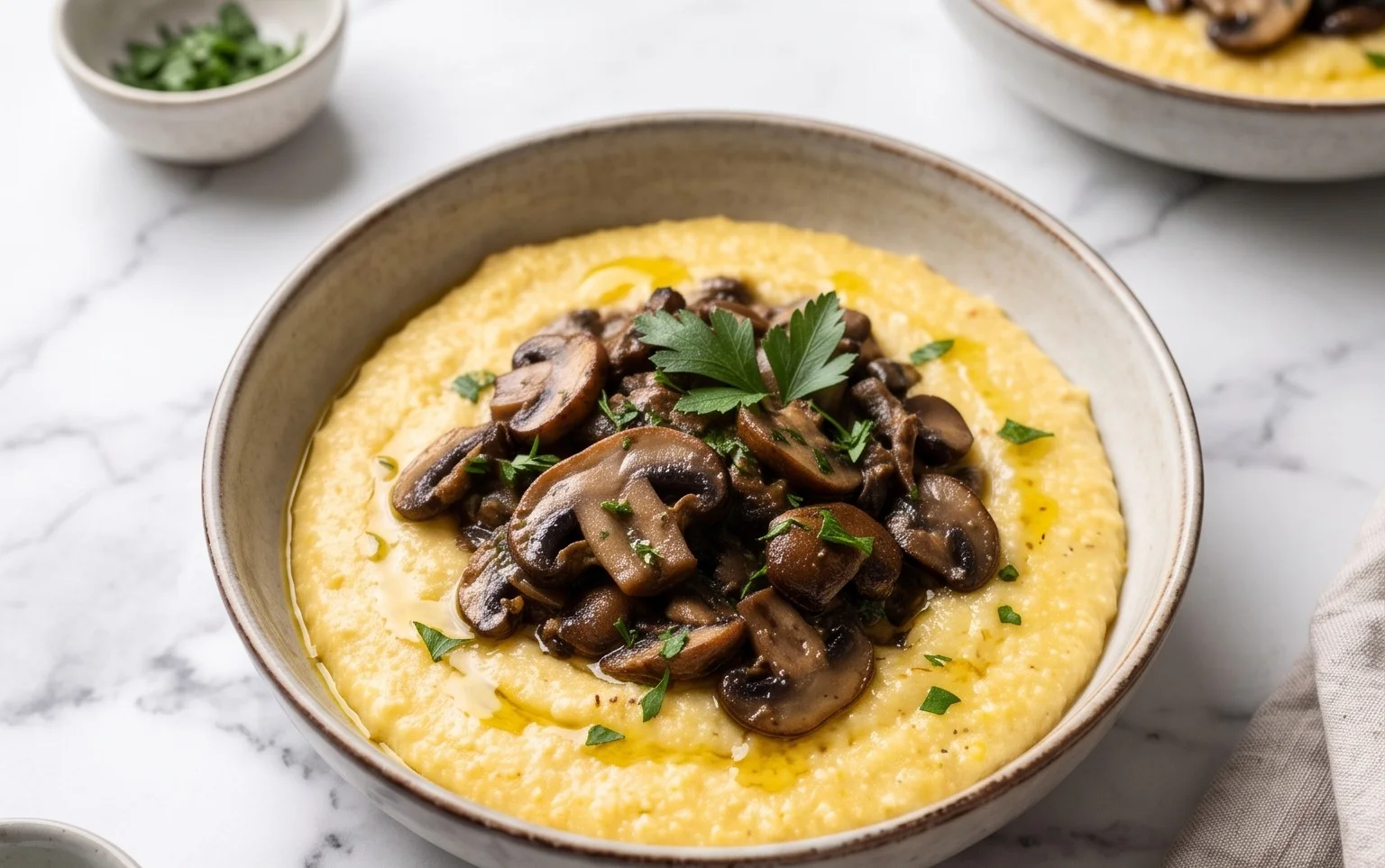 Vegane Polenta mit Pilzragout: Cremig & Herzhaft